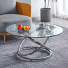 52/90cm Round Coffee Table Tempered Glass Sofa Side Table LivingRoom Metal Frame