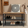 Metal Wooden 3 Tier Shoe Rack Bench Organiser Stand Storage Shelf & Seat Brown