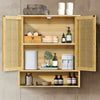Bathroom Wall Cabinet Bamboo Medicine Cabinet 2 Rattan Doors for Kitchen Hallway