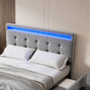Upholstered 4FT6 Double Bed Frame with 4 Drawers LED Light Strips Velvet Fabric