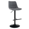 Height Adjustable Bar Stools Set of 2 w/ Fabric Backrest & Padded Seat Grey