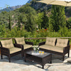 4 Pcs Outdoor Table Chair Furniture Set PE Rattan Patio Sectional Sofa Set