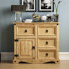 Corona Sideboard 1 Door 4 Drawer Mexican Solid Waxed Pine Furniture Storage Unit