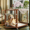 Heavy Duty Dog Crate Anti-bite Aluminum Pet Kennel Cage End Table Log Cabin Cart
