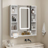 LED Bathroom Mirror Cabinet 3 Color Dimmable Light with Storage Shelves 72x80cm
