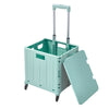 Collapsible Rolling Box Folding Grocery Cart Plastic Crate Shopping Trolley Box