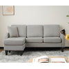 3 SEATER SOFA LINEN L-SHAPED CORNER SOFA W/ REVERSIBLE CHAISE LOUNGE COUCH GREY