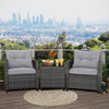 3Pcs Outdoor Conversation Set Garden Furniture Patio Rattan Sofa Table Set Gray
