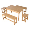 Extendable Dining Table 120-160cm Large Wooden Kitchen Desk & 2 Benches 2 Stools