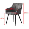 2 Pcs Light Grey Dininig Chairs Faux Leather Armchairs Metal Legs Restaurant