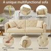 MODERN FABRIC SOFA BED LOVESEAT CLICK CLACK SOFA SETTEE RECLINER COUCH, BEIGE