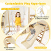 Kids 3-in-1 Foldable Wooden Climbing Toys w/Adjustable Swing Natural