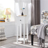 Slim Bedside Tables Set of 2PCs, White Tall Nightstands with Drawer & Shelf Home