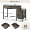 Industrial Styled Workstation Writing Table Computer Desk w/ 5 Drawers-Grey