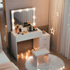 Modern Dressing Table Large Vanity Set with LED Mirror Cabinet Stool Drawers UK