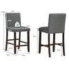 2 Pcs Linen Fabric Upholstered Bar Stools Armless Counter Height Chair Set Grey