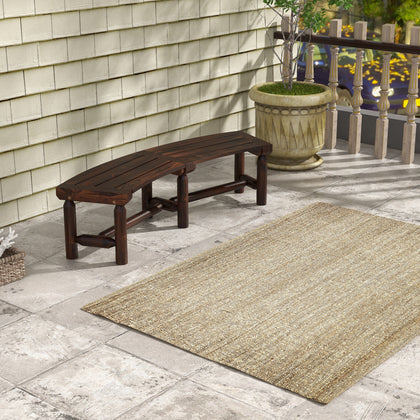 2-Person Garden Bench Rustic Carbonized Wood Curved Patio Bench 325kg Load Brown