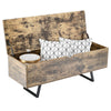 Industrial Wooden Ottoman Storage Bench Seat with Steel Legs Hallway Bedroom