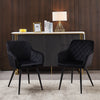 2 XBlack Dining Chairs Velvet Set Padded Seat Metal Leg Kitchen Chair