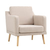 Beige Armchair with Rubber Wood Legs Upholstered Accent Chair Single Sofa Lounge