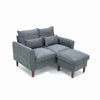 2 Seater faux leather/Linen Fabric Love Seat Sofa Armchair with Footstool Couch