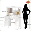 Large White Dressing Table with LED Light Mirror Vanity Make up Desk 7 Drawers