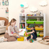 Toy Storage Organizer Children Bookshelf w/2 Open Shelves & a Cabinet-Yellow