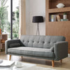 Sofa Bed 3 Seater Grey Double Bed with 2 Cushions Fabric New Foam Wood Legs