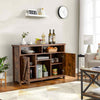 Buffet Storage Cabinet w/Detachable 9-Bottle Wine Rack & 2 Door Cabinets-Coffee