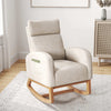 Nursery Rocking Chair Upholstered Chenille Rocker Armchair-Beige