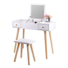 Foldable Makeup Table Set Drawer Mirror Storage Makeup Room White Dressing Table