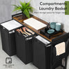 3 Compartment Black Steel MDF Laundry Basket with Removable Bags Organizer