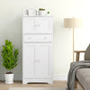 Freestanding Kitchen Storage Cabinet with 4 Doors Drawer and Shelves White