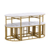 Kitchen Table Set Dining Table and 6 Chairs Set in Marble Effect Space Saving