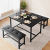 Dining Table Set for 4, Kitchen Table and Upholstered Benches Black