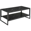 Two-Tier Marble Effect Coffee Table with Metal Frame Living Room Table Black