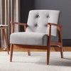 Scandi Solid Wooden Frame Chair Wicker Armchair Tub Sofa Fabric Upholstered Seat