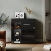 High Gloss Sideboard Cabinet Living Room Black Storage Cupboard with LED Lights