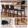 Folding Kitchen Island Stool Set of 2 Counter Height Chairs-Brown