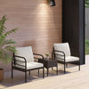 3 Pieces Rocking Bistro Set Outdoor Wicker Furniture Tempered Glass Coffee Table