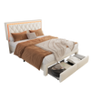 UPHOLSTERED BED WITH 2 DRAWERS STORAGE BED FRAME DOUBLE FOR ADULTS, TEENAGERS