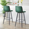 Set of 2 Velvet Chairs High Back Bar Stools Footrest Backrest Metal Legs Pub