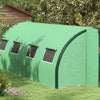 6 x 3(m) Upgraded Polytunnel Greenhouse with 2 Hinged Doors & 8 Windows, Green