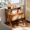 Vintage Nightstand Rattan Bedside Table w/ Cabinet Shelf Drawer Bedroom Storage