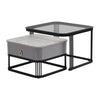 Nesting Coffee Table Side Table with Drawer High-Gloss Tabletop Square Set of 2