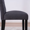 2x Button Tufted High Back Dining Chairs Fabric Upholstered Room Kitchen Grey