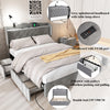 Double Bed Upholstered Storage Bed Frame With Headboard, Lamp and 4 Drawers