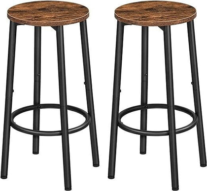 Bar Stools Set of 2 Industrial Bar Stools Metal Frame Barstools with Round Top