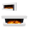 FIREPLACE WHITE MANTEL WALL MOUNTED ELECTRIC FIRE GLASS LED FLAME HEATER 51 52''