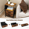 End Table Nightstand with Charging Station Industrial Bedside Table W/ 2 Drawers